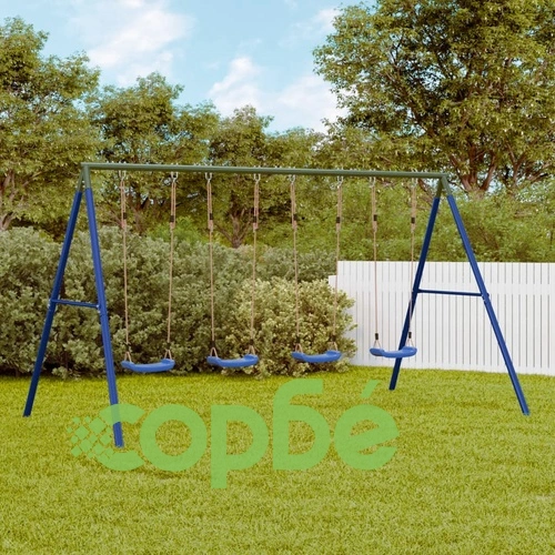 Рамка за люлка за открито с 8 куки за окачване, синя, стомана ➤ топ цена ➤ sorbe.bg