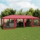 Парти палатка с 12 мрежести странични стени червена 8x4 м HDPE