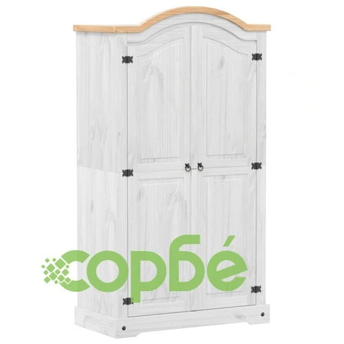 Гардероб Corona бял 102x52x186 см бор масив ➤ топ цена ➤ sorbe.bg