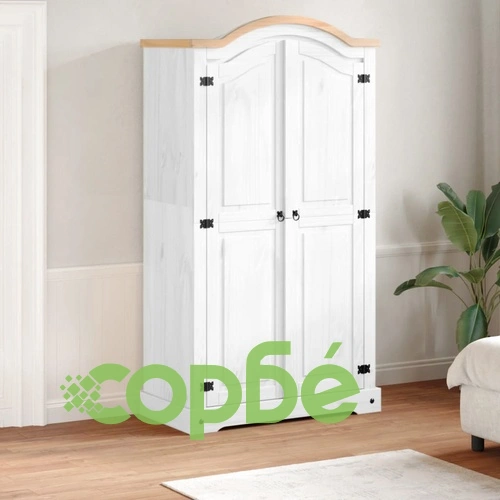 Гардероб Corona бял 102x52x186 см бор масив ➤ топ цена ➤ sorbe.bg