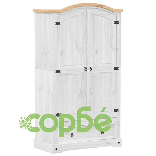 Гардероб Corona бял 102x52x186 см бор масив ➤ топ цена ➤ sorbe.bg