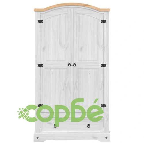 Гардероб Corona бял 102x52x186 см бор масив ➤ топ цена ➤ sorbe.bg