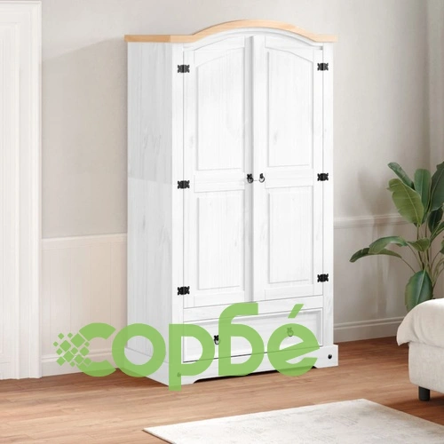 Гардероб Corona бял 102x52x186 см бор масив ➤ топ цена ➤ sorbe.bg