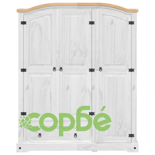 Гардероб Corona бял 151,5x52x186 см бор масив ➤ топ цена ➤ sorbe.bg