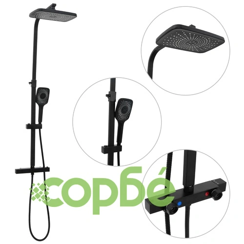 Душ комплект с две глави със смесител и маркуч черен месинг ➤ топ цена ➤ sorbe.bg