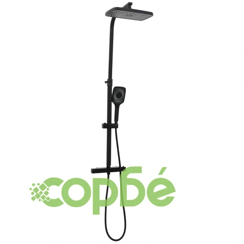Душ комплект с две глави със смесител и маркуч черен месинг ➤ топ цена ➤ sorbe.bg