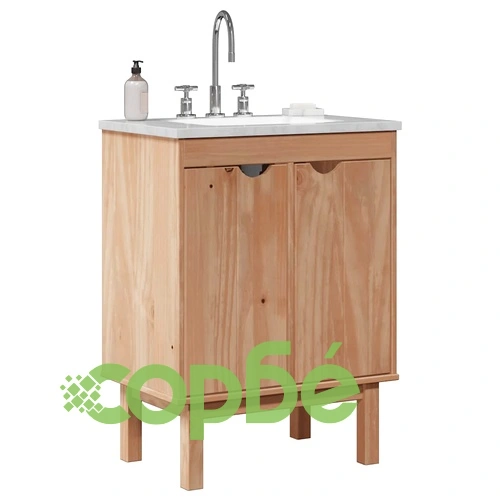 Шкаф за мивка за баня OTTA, 59x40x80 см, борово дърво масив ➤ топ цена ➤ sorbe.bg