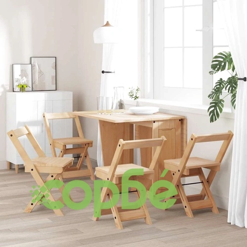Трапезни столове Corona сгъваеми 4 бр масивна дървесина бор ➤ топ цена ➤ sorbe.bg