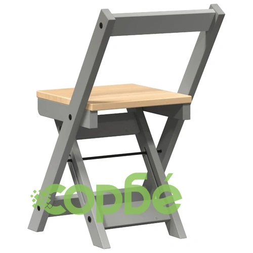 Трапезни столове Corona сгъваеми 4 бр сиви борово дърво масив ➤ топ цена ➤ sorbe.bg