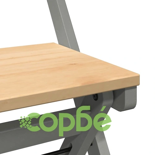 Трапезни столове Corona сгъваеми 4 бр сиви борово дърво масив ➤ топ цена ➤ sorbe.bg