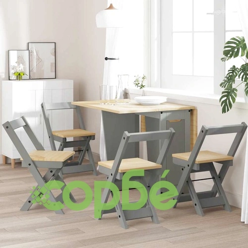 Трапезни столове Corona сгъваеми 4 бр сиви борово дърво масив ➤ топ цена ➤ sorbe.bg
