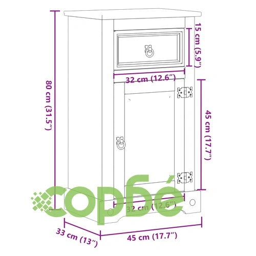 Шкаф за баня Corona 45x33x80 см бор масив ➤ топ цена ➤ sorbe.bg