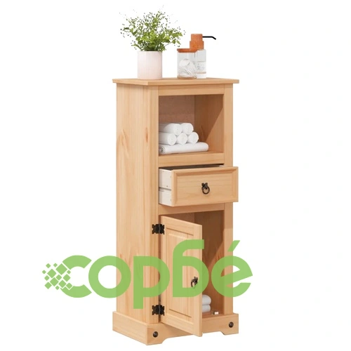 Шкаф за баня Corona 45x33x110 см бор масив ➤ топ цена ➤ sorbe.bg