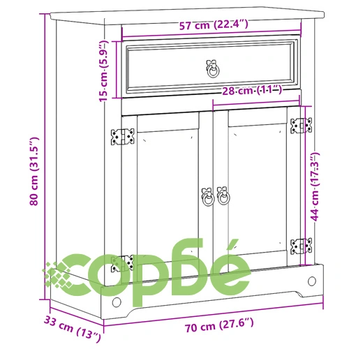 Шкаф за баня Corona 70x33x80 см бор масив ➤ топ цена ➤ sorbe.bg