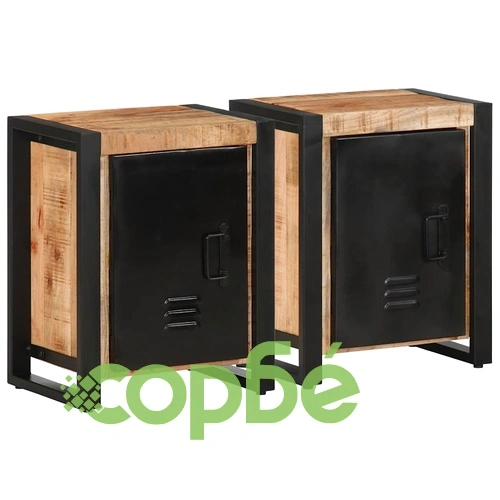 Нощни шкафове 2 бр твърдо грубо дърво Манго ➤ топ цена ➤ sorbe.bg