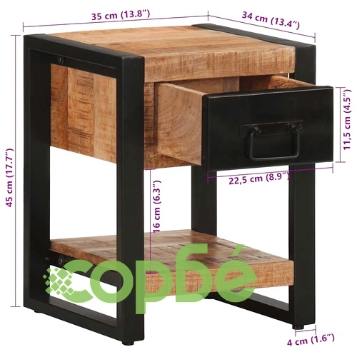 Нощни шкафове 2 бр твърдо грубо дърво Манго ➤ топ цена ➤ sorbe.bg