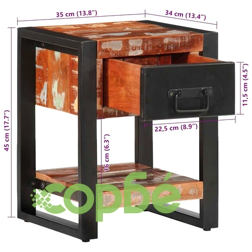 Нощно шкафче Multicolour Масивна дървесина Възстановена ➤ топ цена ➤ sorbe.bg