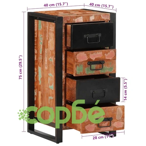 Шкаф с чекмеджета Multicolour Масивна дървесина Възстановена ➤ топ цена ➤ sorbe.bg