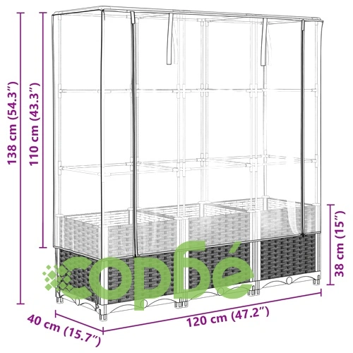 Повдигнато легло с оранжерия калъф, ратанов вид, 120x40x138 см ➤ топ цена ➤ sorbe.bg