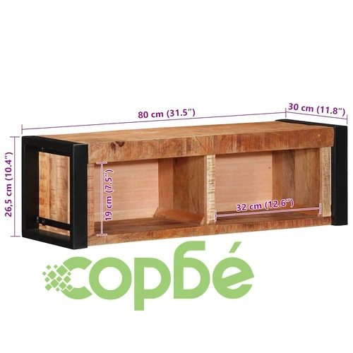 ТВ шкаф 80x30x25 cm Масивна груба дървесина Манго ➤ топ цена ➤ sorbe.bg