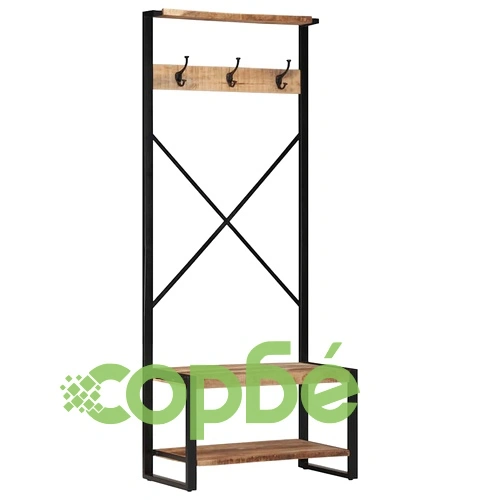 S Закачалка за дрехи 80x40x190 cm Масивна груба дървесина Манго ➤ топ цена ➤ sorbe.bg