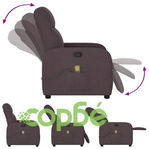 Масажен наклоняем стол, тъмнокафяв, текстил ➤ топ цена ➤ sorbe.bg
