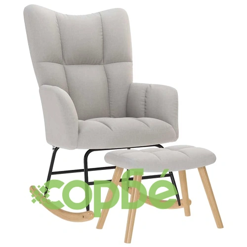 Люлеещ се стол с табуретка за крака Cloud Grey Fabric ➤ топ цена ➤ sorbe.bg