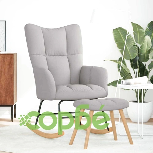 Люлеещ се стол с табуретка за крака Cloud Grey Fabric ➤ топ цена ➤ sorbe.bg