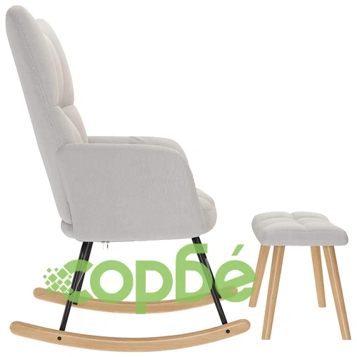 Люлеещ се стол с табуретка за крака Cloud Grey Fabric ➤ топ цена ➤ sorbe.bg