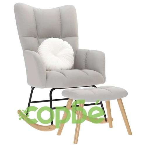 Люлеещ се стол с табуретка за крака Cloud Grey Fabric ➤ топ цена ➤ sorbe.bg