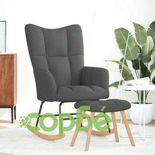 Люлеещ се стол с табуретка за крака, тъмносив, плат ➤ топ цена ➤ sorbe.bg