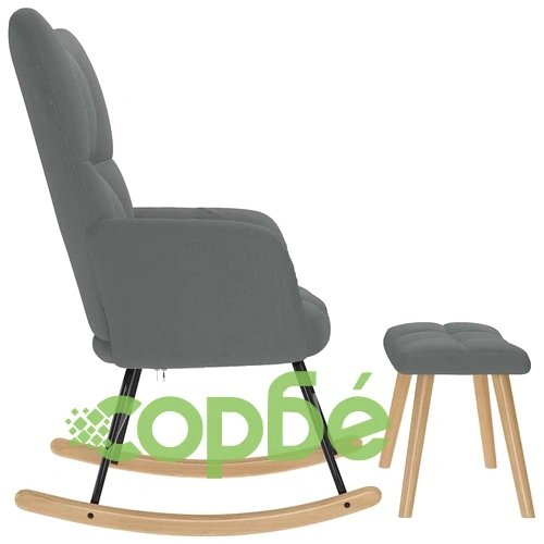 Люлеещ се стол с табуретка за крака, тъмносив, плат ➤ топ цена ➤ sorbe.bg