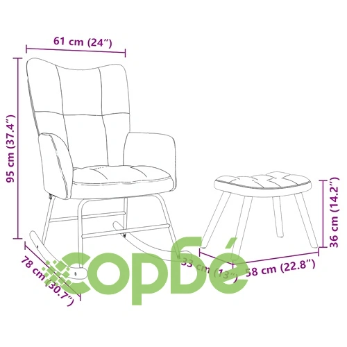 Люлеещ се стол с табуретка за крака, виненочервен, текстил ➤ топ цена ➤ sorbe.bg