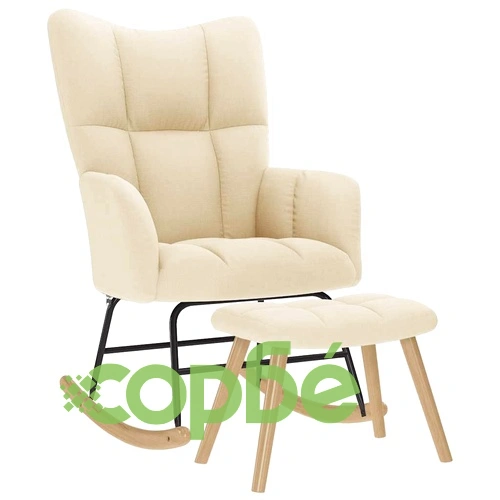 Люлеещ се стол с табуретка за крака, син, плат ➤ топ цена ➤ sorbe.bg