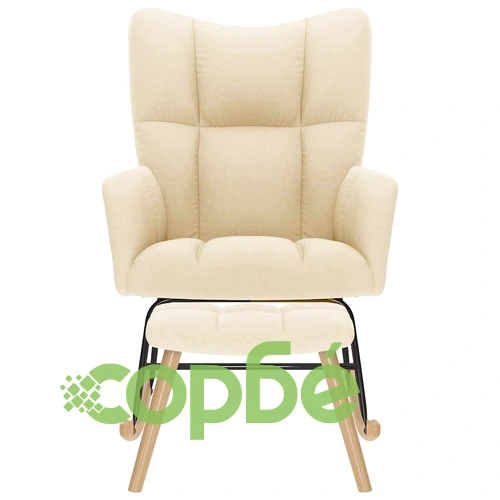 Люлеещ се стол с табуретка за крака, син, плат ➤ топ цена ➤ sorbe.bg