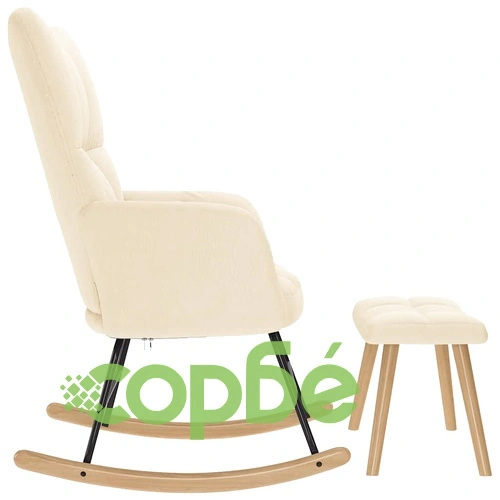 Люлеещ се стол с табуретка за крака, син, плат ➤ топ цена ➤ sorbe.bg