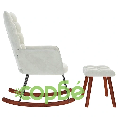 Люлеещ се стол с табуретка Светло сиво кадифе ➤ топ цена ➤ sorbe.bg