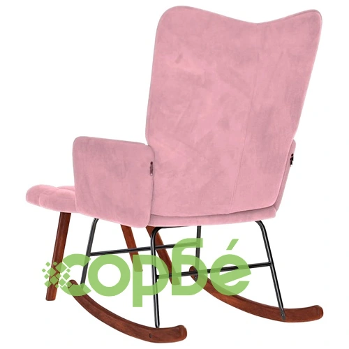 Люлеещ се стол с табуретка Розово кадифе ➤ топ цена ➤ sorbe.bg