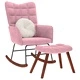 Люлеещ се стол с табуретка Розово кадифе
