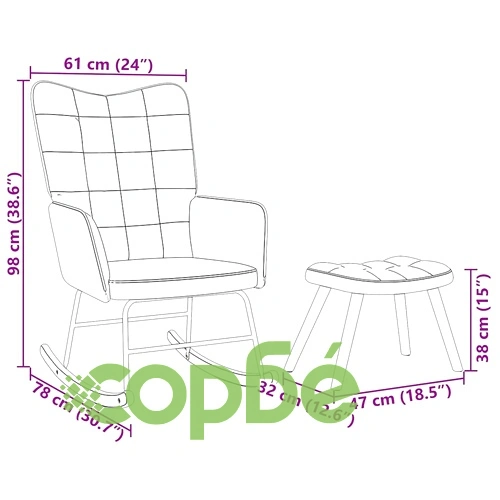 Люлеещ се стол с табуретка Cream Velvet ➤ топ цена ➤ sorbe.bg