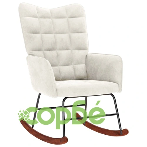 Люлеещ се стол с табуретка Cream Velvet ➤ топ цена ➤ sorbe.bg