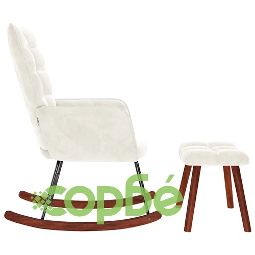 Люлеещ се стол с табуретка Cream Velvet ➤ топ цена ➤ sorbe.bg