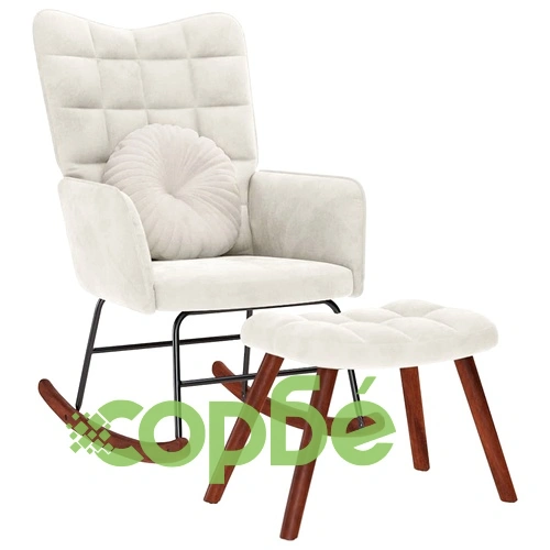 Люлеещ се стол с табуретка Cream Velvet ➤ топ цена ➤ sorbe.bg