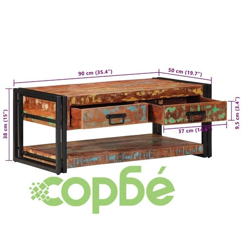 Масичка за кафе Multicolour Масивна дървесина Reclaimed ➤ топ цена ➤ sorbe.bg