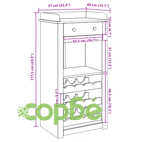 Шкаф за вино Panama 57x40x111,5 см борово дърво масив ➤ топ цена ➤ sorbe.bg
