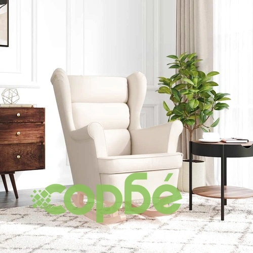Люлеещ се стол бял 74x90x102 cm Linen ➤ топ цена ➤ sorbe.bg
