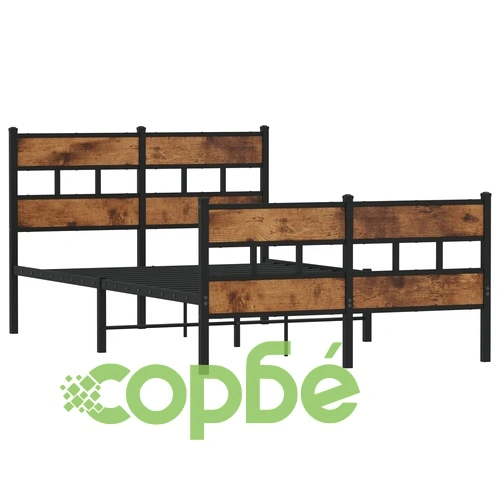 Метална рамка за легло, без матрак, опушен дъб, 120x200 см ➤ топ цена ➤ sorbe.bg