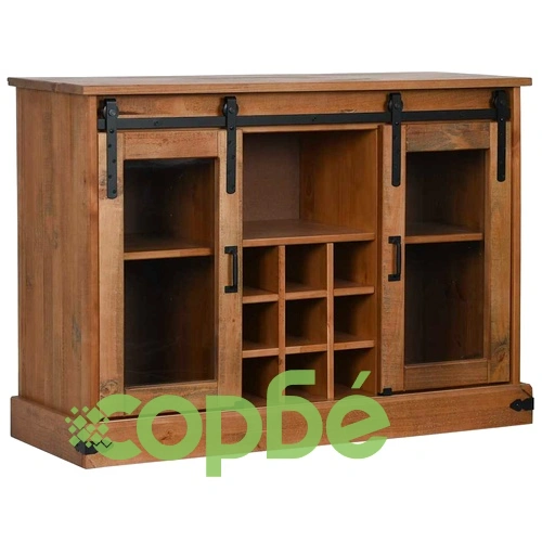 Шкаф HALDEN 2 плъзгащи се врати 112x40x80 cm Масивна дървесина ➤ топ цена ➤ sorbe.bg