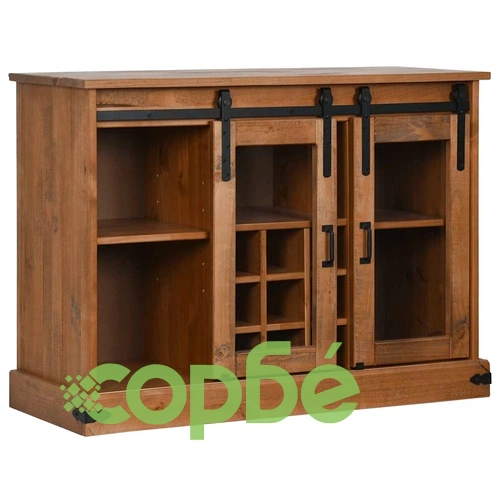 Шкаф HALDEN 2 плъзгащи се врати 112x40x80 cm Масивна дървесина ➤ топ цена ➤ sorbe.bg
