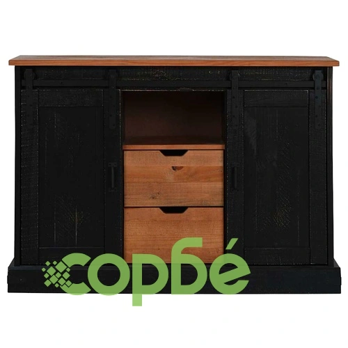 Шкаф HALDEN 2 плъзгащи се врати черен 112x40x80 cm ➤ топ цена ➤ sorbe.bg